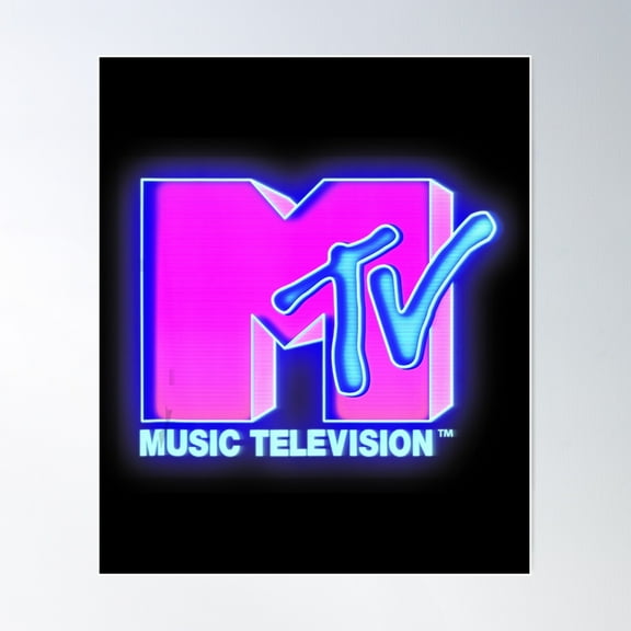 Mtv Bright Neon Glow Logo Retro Poster Wall Art, Modern Wall Decor For Living Room Bedroom, 12x18 UNFRAMED