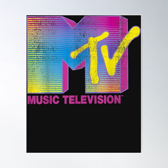 Mtv Distressed Fluorescent Gradient Logo Poster Wall Art, Modern Wall Decor For Living Room Bedroom, 8x12 UNFRAMED