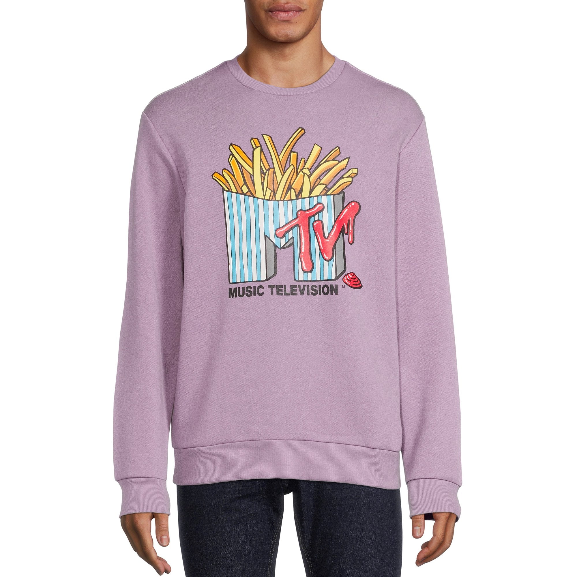 Mtv Fries Men s Big Men s Graphic Crewneck Sweatshirt Walmart