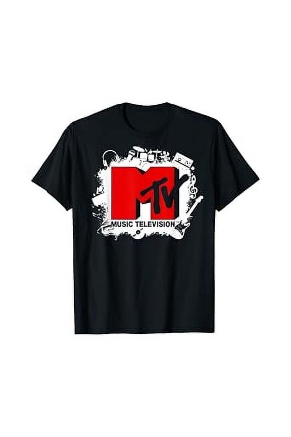Mtv Instrument Splatter Red Logo Graphic T-Shirt Unisex S To 5XL