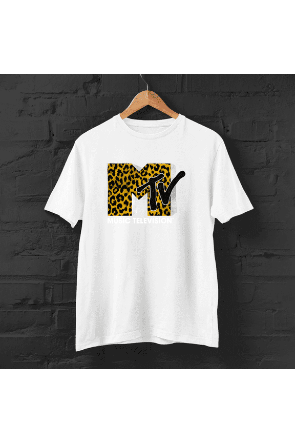 Mtv Logo Cheetah Print Graphic T-Shirt Size S-5XL
