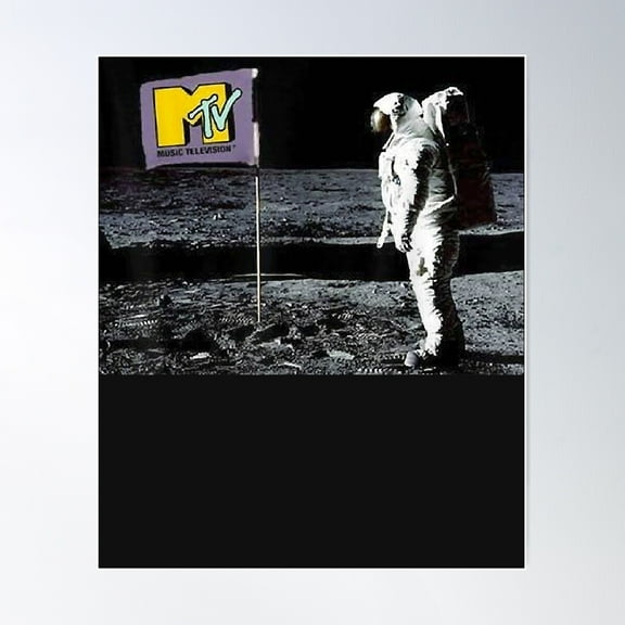 Mtv Man On The Moon Logo Flag Poster Wall Art, Modern Wall Decor For Living Room Bedroom, 8x12 UNFRAMED