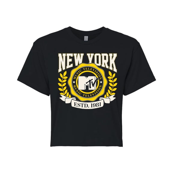 Mtv - New York - Juniors Cropped Graphic T-Shirt
