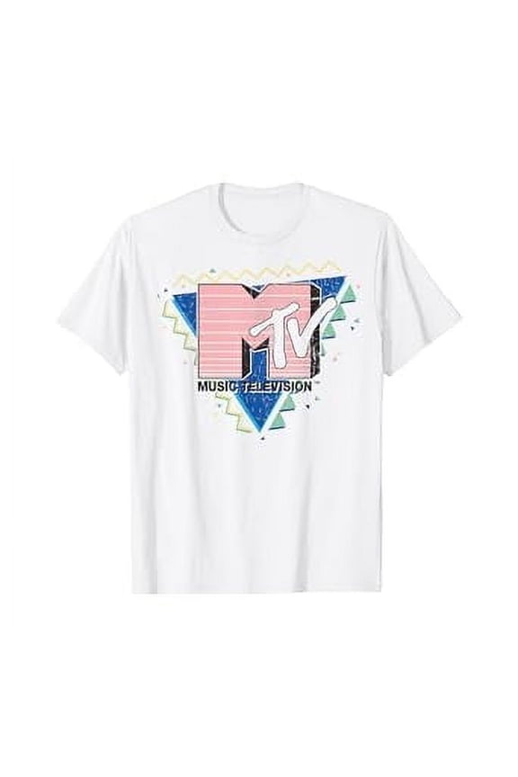 Mtv Pink Stripes Logo 90'S Retro Design Graphic T-Shirt Unisex S To 5XL