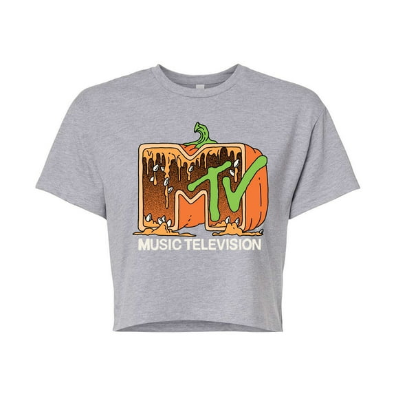 Mtv - Pumpkin - Juniors Cropped Graphic T-Shirt