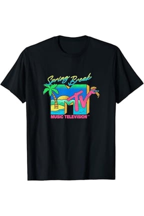 Mtv Retro Spring Break Neon Flamingo Party Island Logo T-Shirt Unisex S To 5XL
