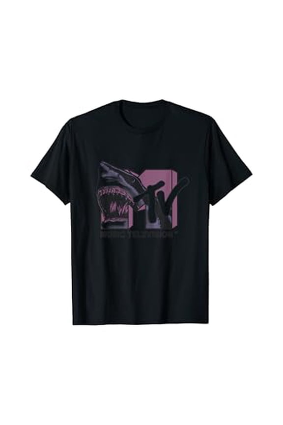 Mtv Shark Shaped Logo Fill In Blue And Pink T-Shirt Unisex S To 5XL
