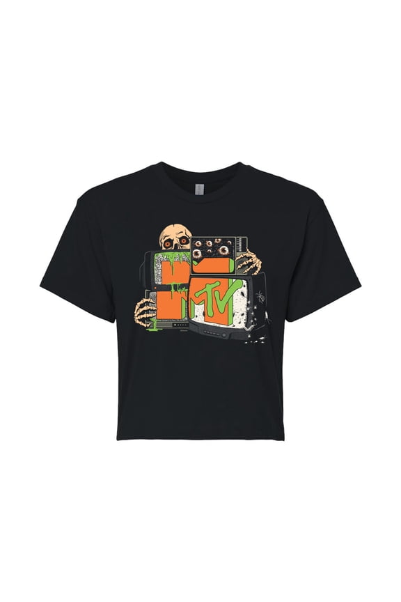 - Static Tv - Juniors Cropped Graphic T-Shirt