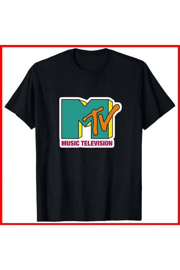 Mtv Unisex Retro Music Television Classic Geometric Silhouette Unisex T-Shirt, up to size 5XL