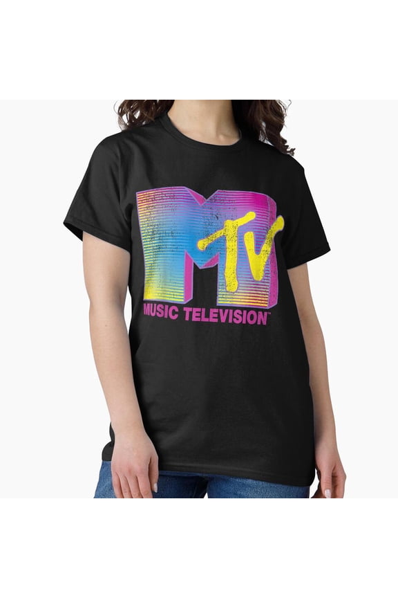 Mtv distressed fluorescent gradient logo H5504, for Unisex – Extended Sizes Up to 5XL