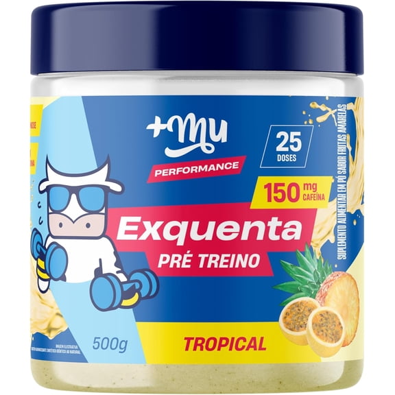 +Mu Performance Exquenta Pre-Workout Powder, Tropical Flavor, 150mg Caffeine, 25 Servings, 500g