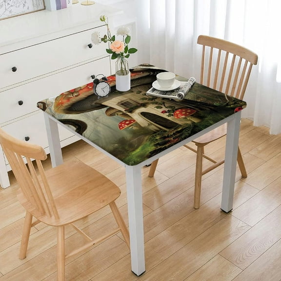 Mu Tablecloth, House in with and Whimsical , Rectangular Table Cover for Dining Room Kitchen Decor