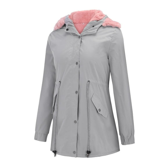 MuXi Winter Warm Hooded Long Coat for Women Thick Overcoat Jacket Windproof Ladies Anorak Outerwear (Grey,XXL)