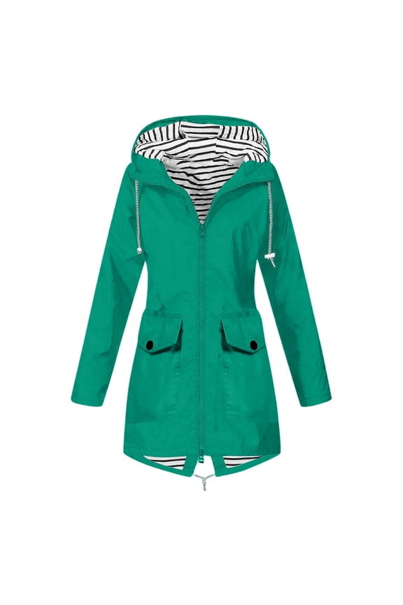Women's Anorak Jacket Lightweight Windproof Loose Fit Hooded Raincoat Outdoor Casual Coat for All Seasons (Green,M)