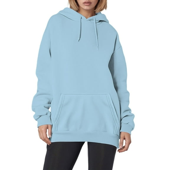 MuXi Women's Oversized Letter Print Hoodie Soft Pullover Sweatshirt Casual Loose Fit Comfortable Daily Wear (Light Blue,L)