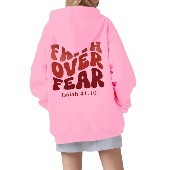 MuXi Women's Oversized Letter Print Hoodie Soft Pullover Sweatshirt Casual Loose Fit Comfortable Daily Wear (Pink,L)