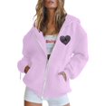 thumbnail image 1 of MuXi Women's Zip Up Hoodie Long Sleeve Casual Pullover Winter Warm Sweatshirt with Drawstring Pocket Print Design (Purple,L), 1 of 3
