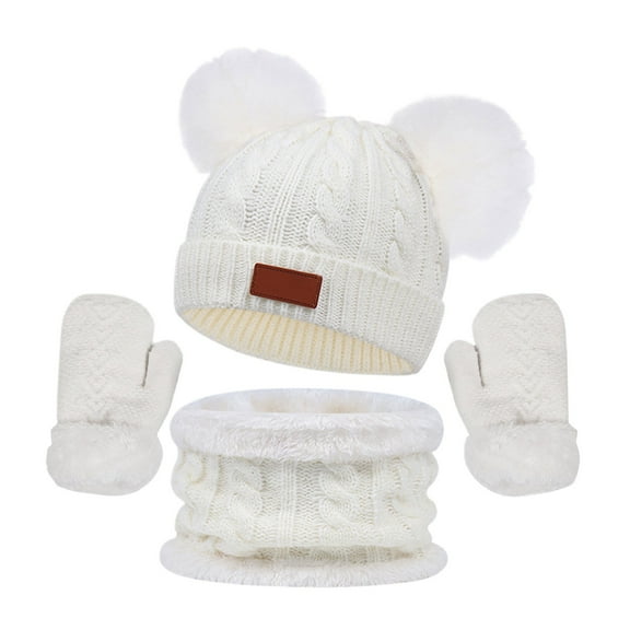 MuXiKeJi Baby Hats Scarves Gloves Set Winter Warm Toddler Knitted Neck Warmer Mittens