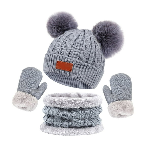 MuXiKeJi Baby Hats Scarves Gloves Set Winter Warm Toddler Knitted Neck Warmer Mittens