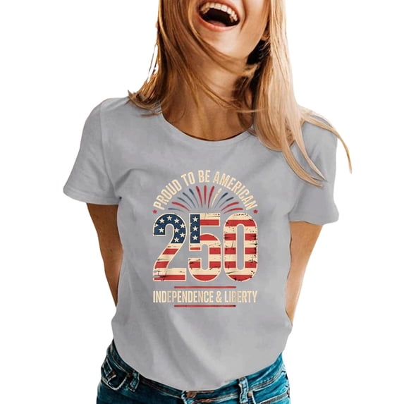 MuXiKeJi Clothes 250 Anniversary USA Tshirt Women USA 250th Anniversary Shirts Patriotic American Flag Eagle Tops 1776-2026 Shirt