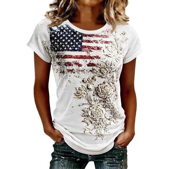 MuXiKeJi Clothes 250th Anniversary USA Shirt America 250 Shirt 3/4 Sleeve Womens Tops Patriotic Flag Eagle Print Tops 1776-2026 Tshirt Gifts
