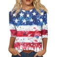 thumbnail image 1 of MuXiKeJi Clothes 250th Anniversary USA Shirt Women America 250 Shirt 3/4 Sleeve Patriotic Flag Eagle Print Tops 1776-2026 Tshirt Gifts, 1 of 5