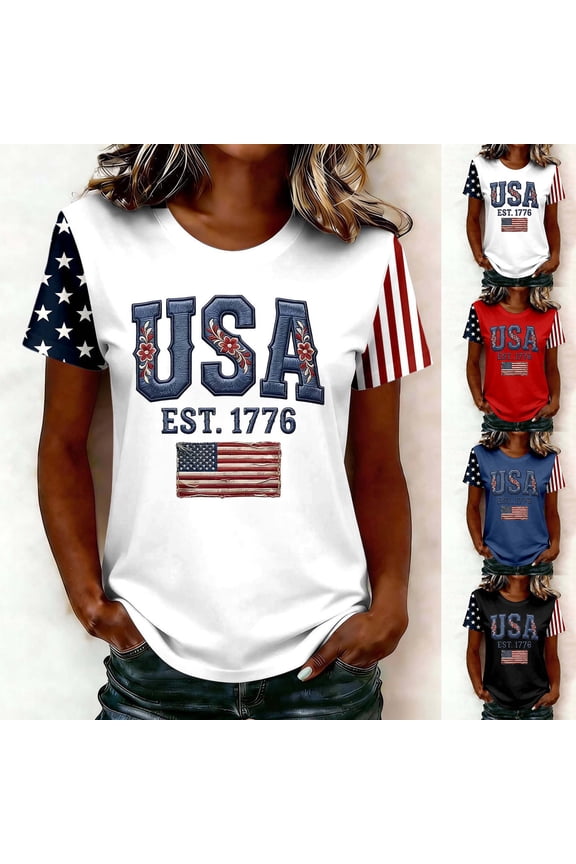 250th Anniversary USA Shirt Women American Flag T Shirt 4th of July Patriotic Tees 250 Years America Tops