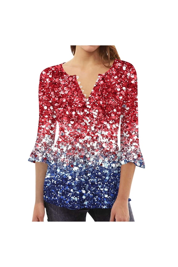 4th of July Outfits for Women USA Patriotic Shirts for Women Short Sleeve Red White and Blue Shirts American Flag Summer Tops