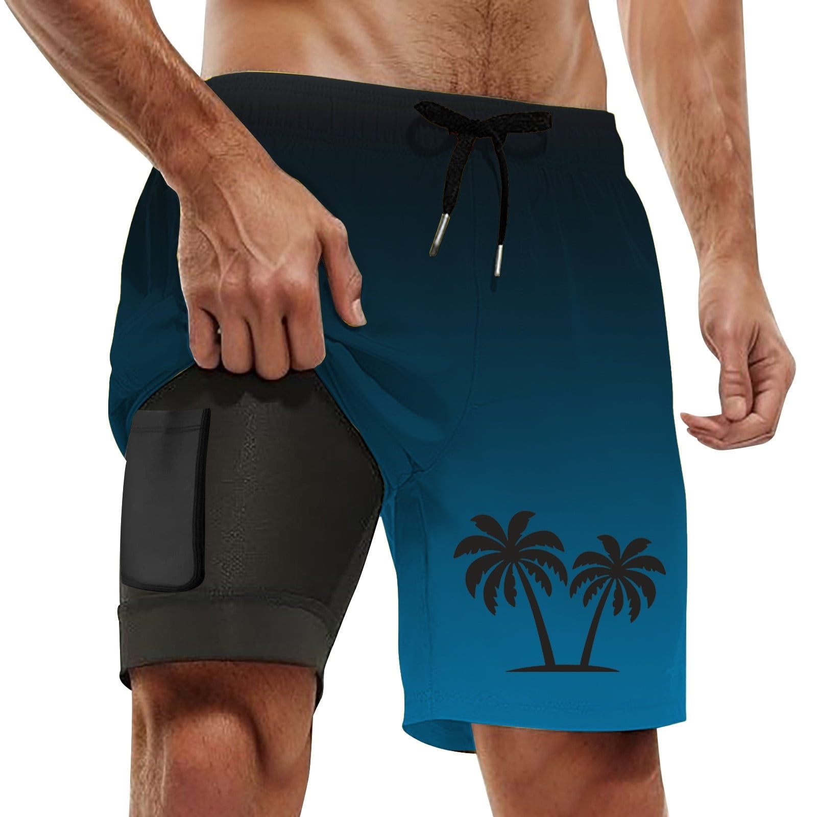 MuXiKeJi Clothes 9 Inch Men Swim Trunks with Compression Breathable Liner Quick Dry Zipper Pockets for Water Beach Travel Cruise