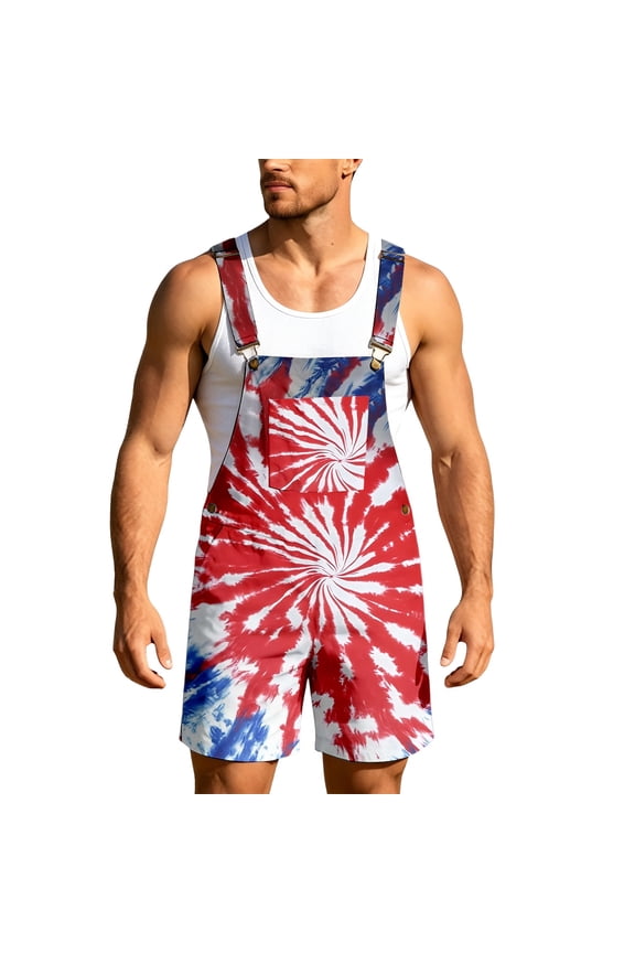 American Flag Overalls Men 4Th Of July Independence Day Patriotic Pride Shorts Romper Festival Fashion Coveralls
