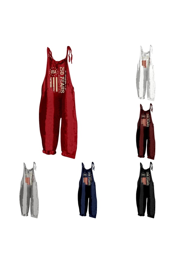 American Flag Overalls Women 4Th Of July Usa Red White And Blue Romper Patriotic Denim Jumpsuit Shorts
