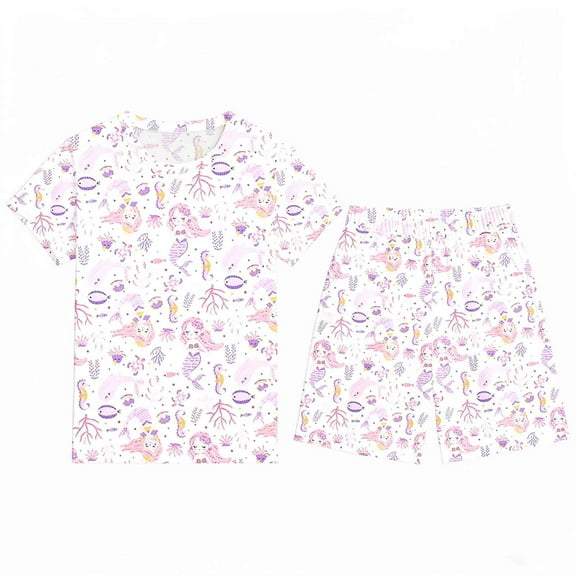 MuXiKeJi Clothes Baby Outfits Girl Winter Floral Print Round Neck Short Sleeved Tops and Shorts Sport Hoodie Pullover Tops and Pants Summer Outfits for Girls
