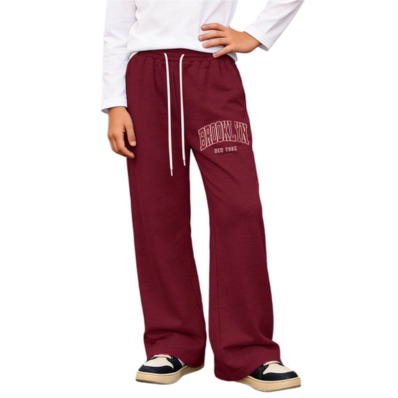 MuXiKeJi Clothes Boy's Letter Graphic Wide Leg Sweatpants Baggy Pants Athletic Track Sweat Pants Joggers