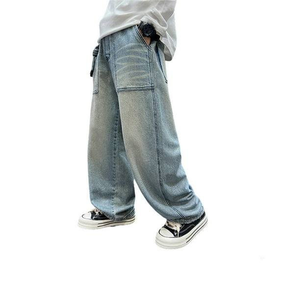 MuXiKeJi Clothes Boys Casual Denim Jeans For Kids And Youth Comfortable Stretch Pants With Adjustable Waist For School And Daily Play