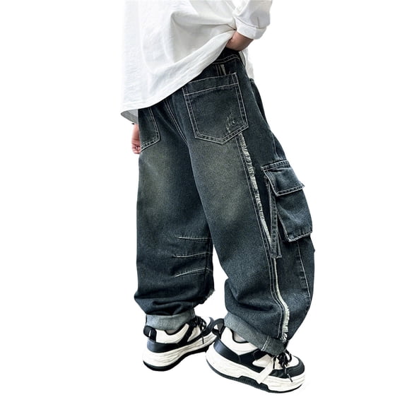 MuXiKeJi Clothes Boys Fleece Lined Jeans Winter Thermal Trousers Thickened Warm Kids Denim Pants For Cold Weather Outdoor Play