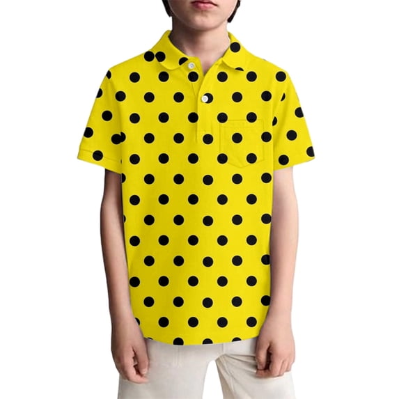 MuXiKeJi Clothes Boys Polo Shirts 4t Button Down Shirt Polka Dot Print Short Sleeve T-Shirt Trendy Pullover Tops Tee for Boys & Girls