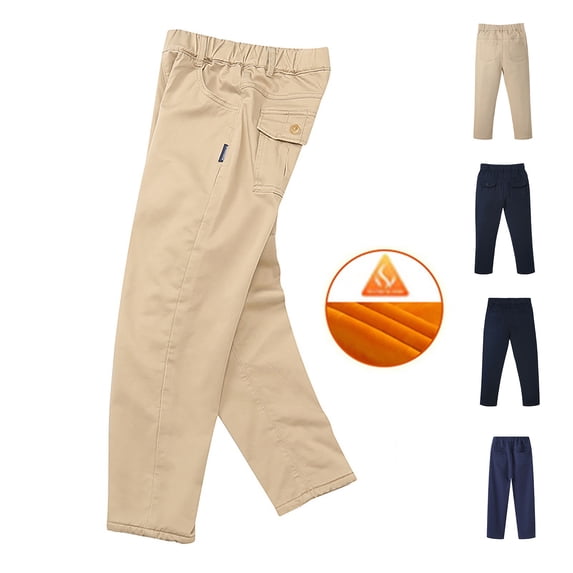 MuXiKeJi Clothes Boys School Uniform Pants Cotton Chino Dress Pants Kids Flat-Front Straight Leg Trouser 6-16 Years