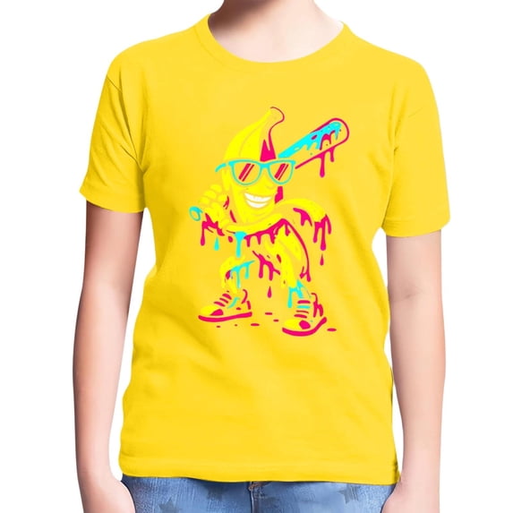 MuXiKeJi Clothes Boys Short Sleeve Tee with Playful Banana Print Soft Casual Top for Daily Wear Comfortable Kids Shirt