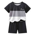 thumbnail image 1 of MuXiKeJi Clothes Boys Summer 2 Piece Outfit Set Short Sleeve Tee and Shorts Combo for Youth Casual Play Comfortable Breathable Kids Clothes Ages 5 to 14 Years, 1 of 3