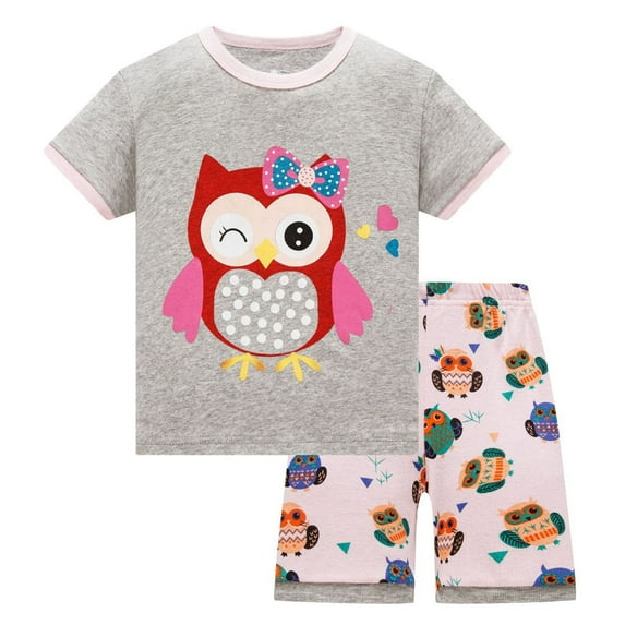 MuXiKeJi Clothes Boys Summer Outfits Set Casual Short Sleeve Pajama Playwear with Prints Comfortable Elastic Waist for Toddlers Kids Ages 3-8