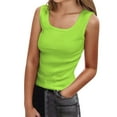 thumbnail image 1 of MuXiKeJi Clothes Built in Bra Tank Tops for Women Ribbed Crew Neck Curved Double Lined Blouses Sleeveless Slim Fit Athletic Basic Comfy Tank, 1 of 6