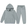 thumbnail image 1 of MuXiKeJi Clothes Child Toddler Boys Girls Long Sleeve Solid Warm Hoodie Pullover Tops Pants Kids Outfits Sweat Suit, 1 of 2