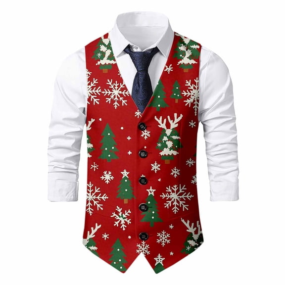 MuXiKeJi Clothes Christmas Suit Vest for Men,Fashion Sleeveless Outerwear Vests,Holiday Graphic Sweater Vest Adult Fall Winter Clothes
