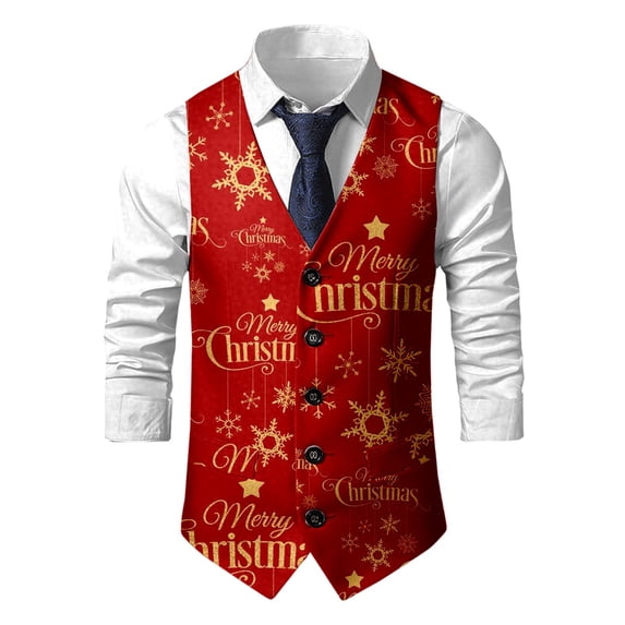 MuXiKeJi Clothes Christmas Vest for Men,Slim Fit Business Dress Vests Waistcoat,Holiday Graphic Sweater Vest Adult Winter Warm Clothes