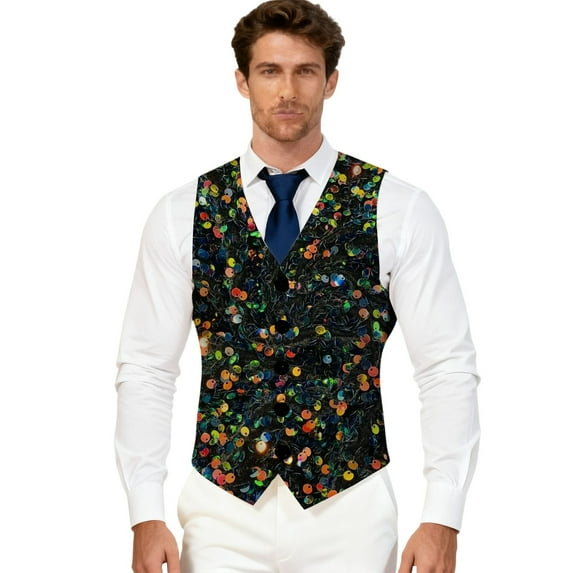MuXiKeJi Clothes Christmas Vest for Men Snowflake/Christmas Tree/Reindeer Festive Dress Waistcoat Necktie Pocket Square Cufflinks Set