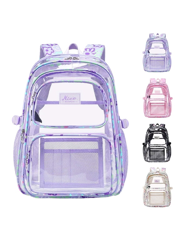 Clear Backpack Custom Photo Text Bookbag Unisex, Lightweight Transparent Backpacks for School Travel Stadium