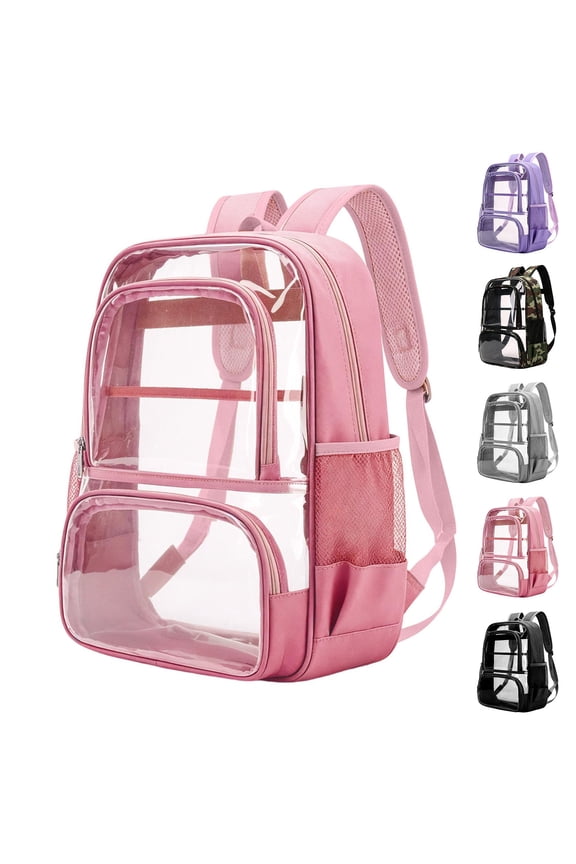 Clear Backpack for School 360° Reflective Strips Clear Bookbag Transparent Backpack with Multiple Compartments See Through Bag for College Work Travel Security