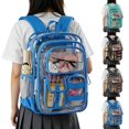 thumbnail image 1 of MuXiKeJi Clothes Clear Bookbag with Chest Strap, 17" Heavy Duty See Through Backpack with Anti-theft Hook & S-shaped Shouler Straps, Large Clear Bags for Work Sport School Travel, 1 of 5