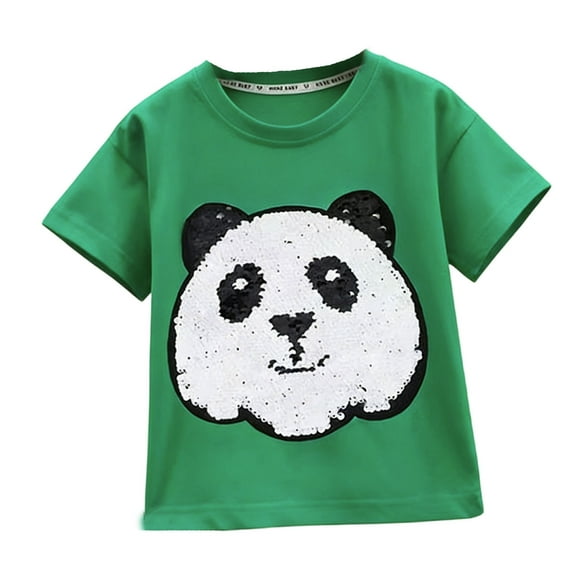 MuXiKeJi Clothes Color Changing Glitter Graphic Kids T-Shirt Animal Design Short Sleeve Top For Boys And Girls