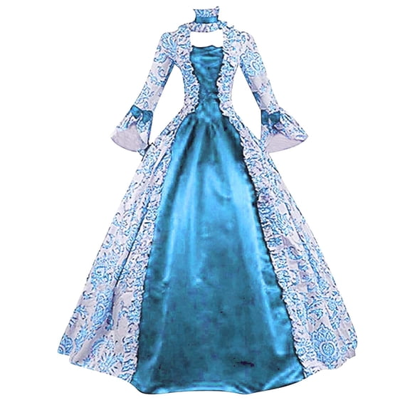 MuXiKeJi Clothes Cosplay Women Plus Size Gothic Court Style Midi Dress Long Sleeve A Line Party Gown Fashion Elegant